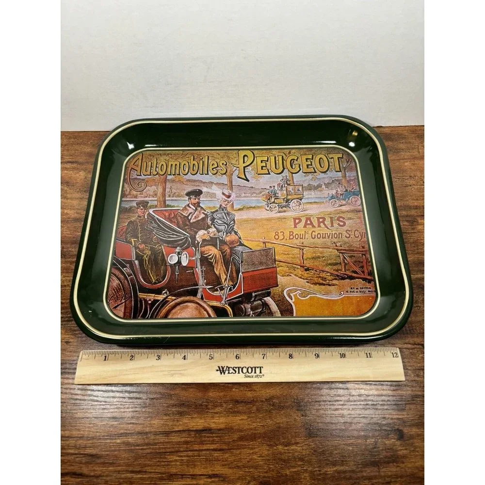 Vintage Automobiles Peugeot Dark‎ Green Tray Hong Kong EUC
